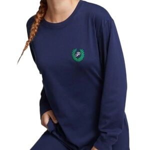 *VS PINK* Navy Long Sleeve Tee w/ Green x White Logo Emblem Size Medium